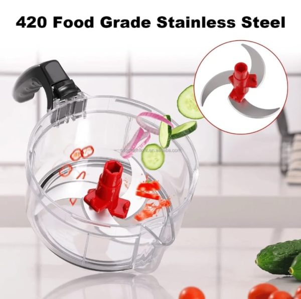 Manual Handheld Vegetable Chopper – Quick and Easy Onion, Salad, and Kachomer Cutter | Multifunction Speedy Chopper Machine