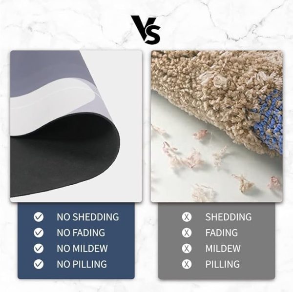 Non-Slip Soft Rubber Bath Mat for Tub and Shower – Machine Washable, Anti-Bacterial, PVC Bathroom Mat for Safety and Comfort