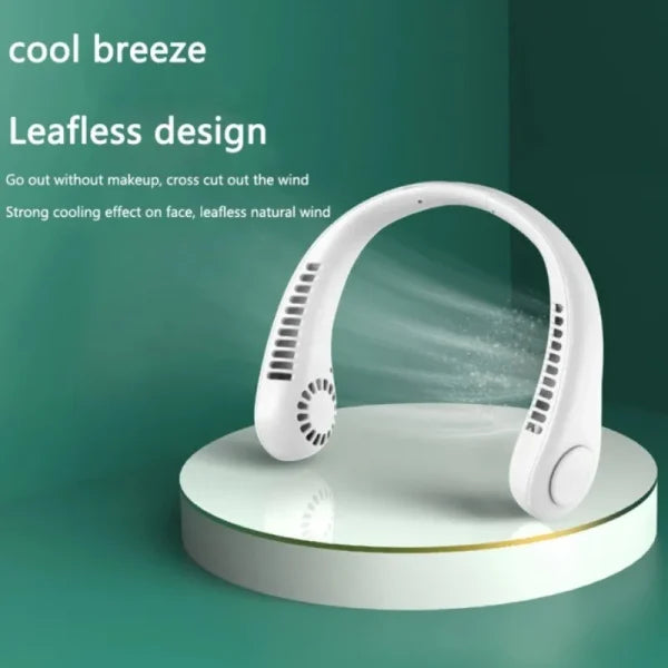 Bladeless Hanging Neck Fan – Portable Rechargeable Vaneless Fan for Hands-Free Cooling