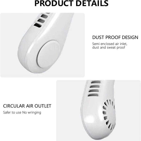 Bladeless Hanging Neck Fan – Portable Rechargeable Vaneless Fan for Hands-Free Cooling