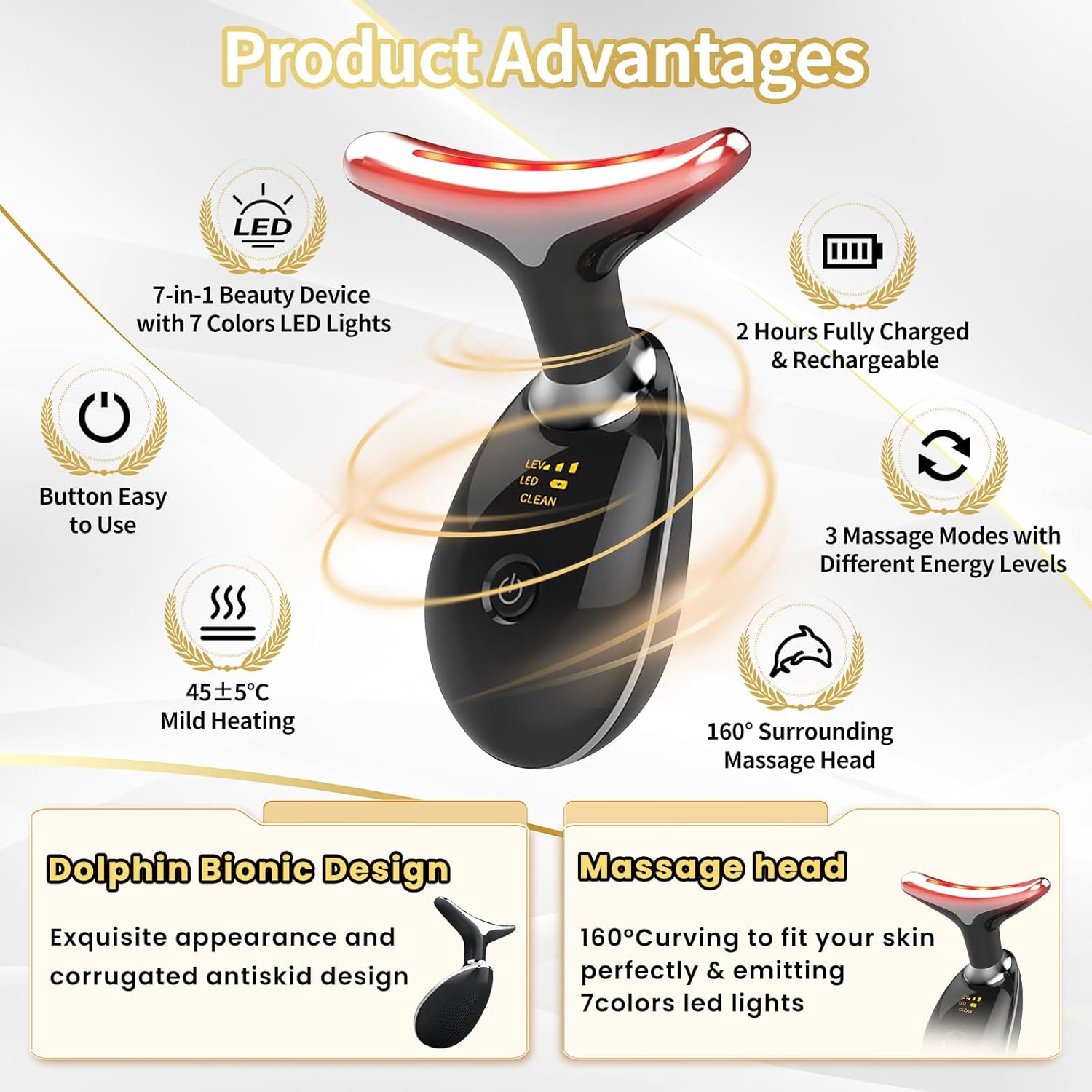7-Color LED Face Sculpting Massager – Thermal & Sonic Care