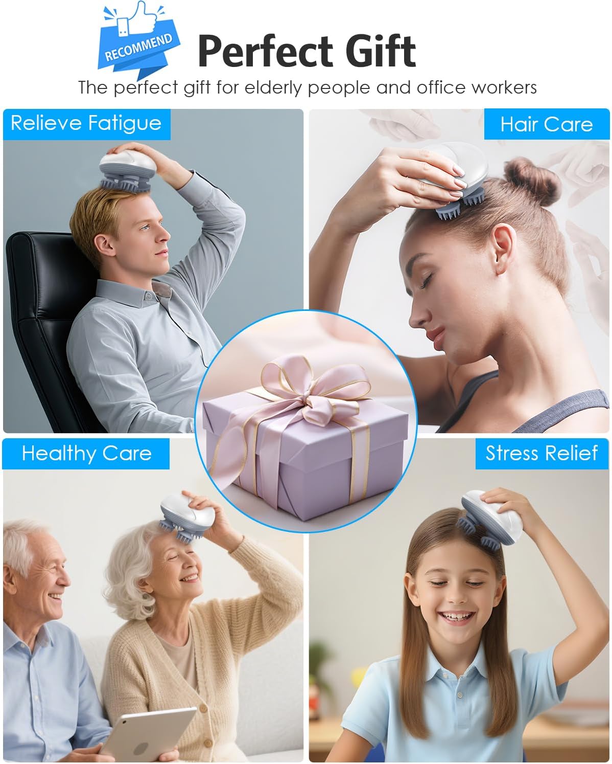Electric Scalp Massager with 96 Nodes – Waterproof & Rechargeable