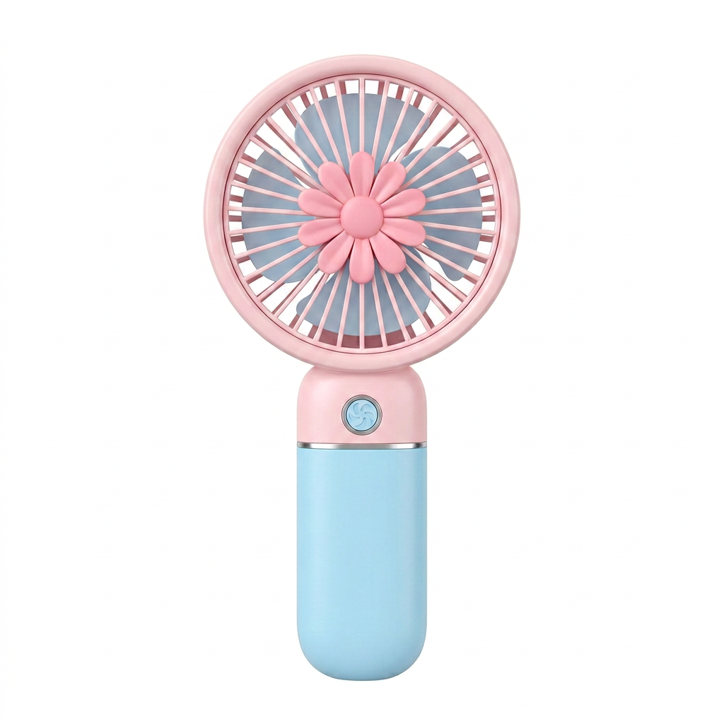 Cute Flower Mini Handheld Fan — Portable USB Rechargeable Fan for Girls | 3 Speed Settings | Pastel Colors