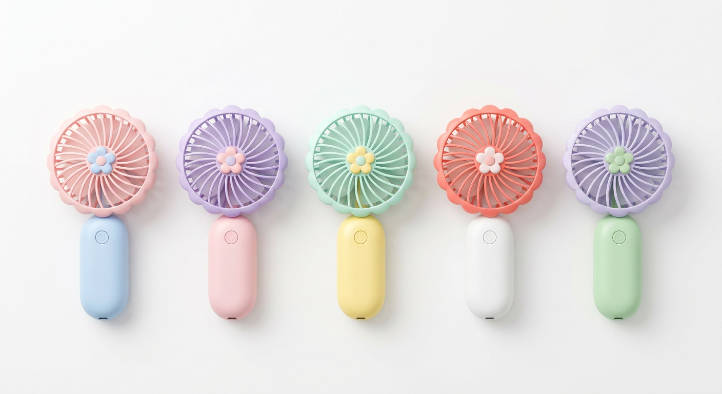 Cute Flower Mini Handheld Fan — Portable USB Rechargeable Fan for Girls | 3 Speed Settings | Pastel Colors