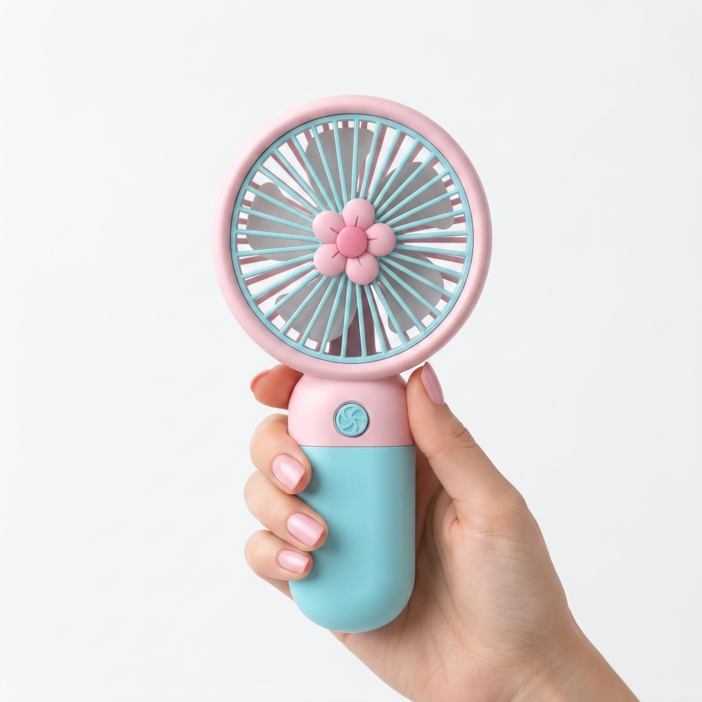 Cute Flower Mini Handheld Fan — Portable USB Rechargeable Fan for Girls | 3 Speed Settings | Pastel Colors