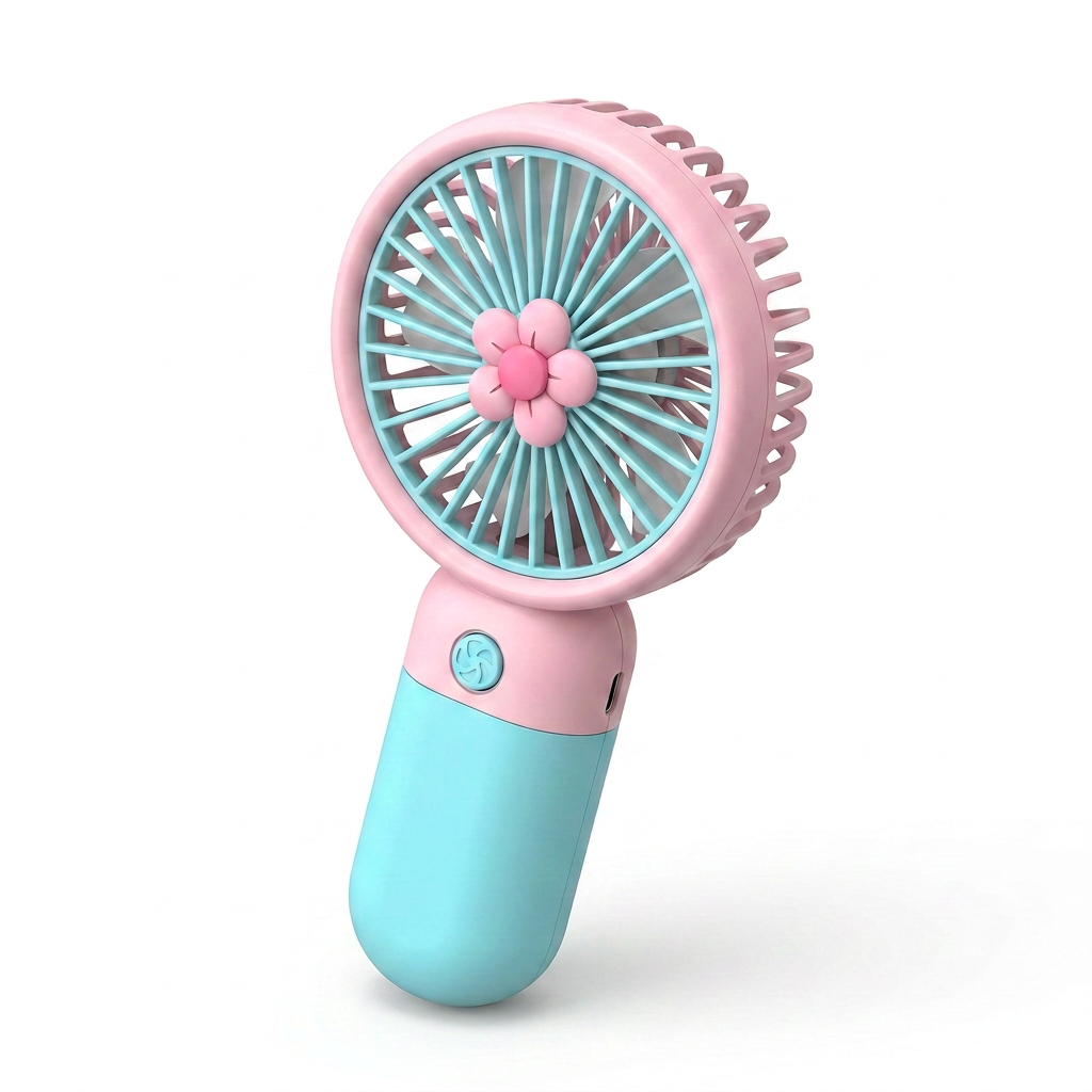 Cute Flower Mini Handheld Fan — Portable USB Rechargeable Fan for Girls | 3 Speed Settings | Pastel Colors