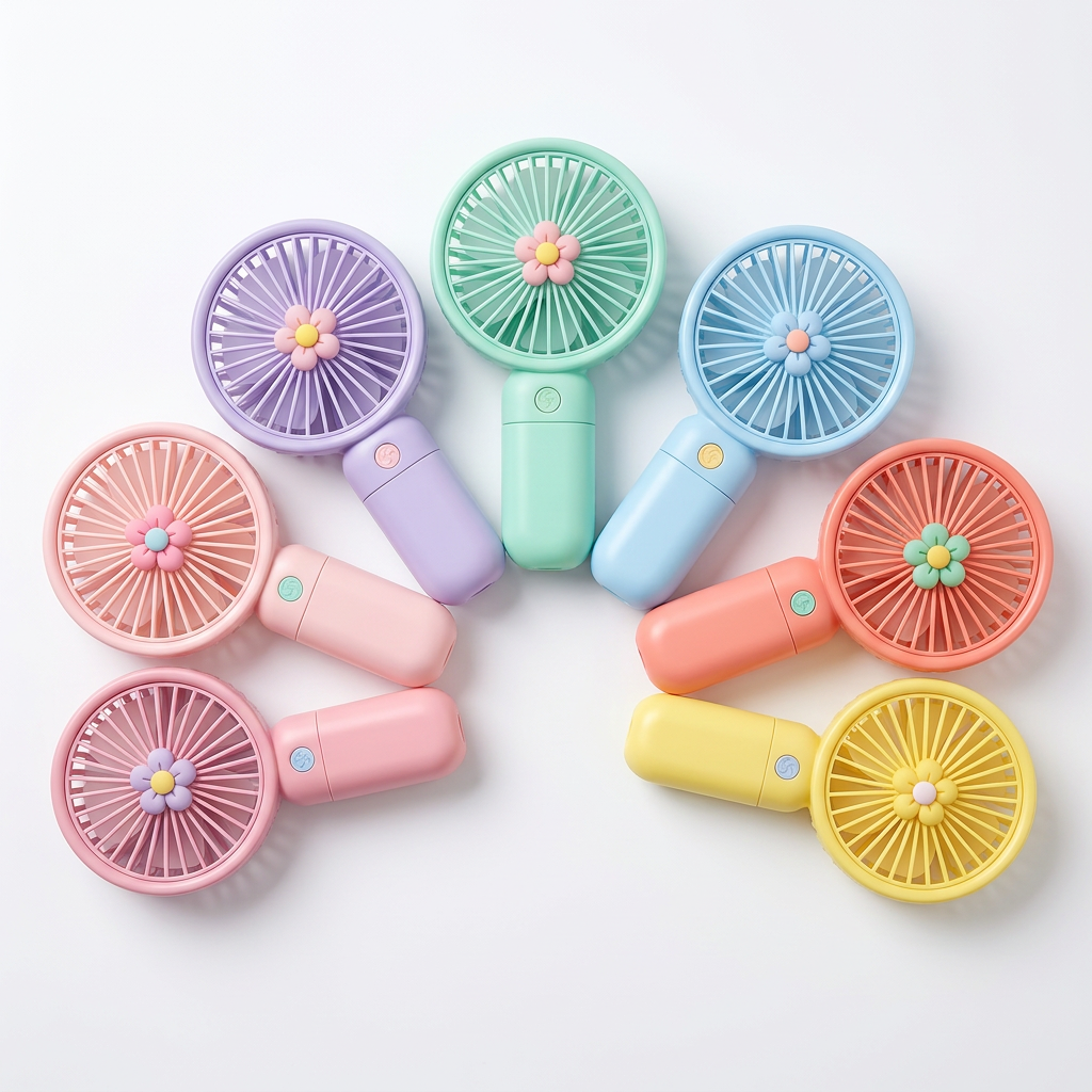 Cute Flower Mini Handheld Fan — Portable USB Rechargeable Fan for Girls | 3 Speed Settings | Pastel Colors