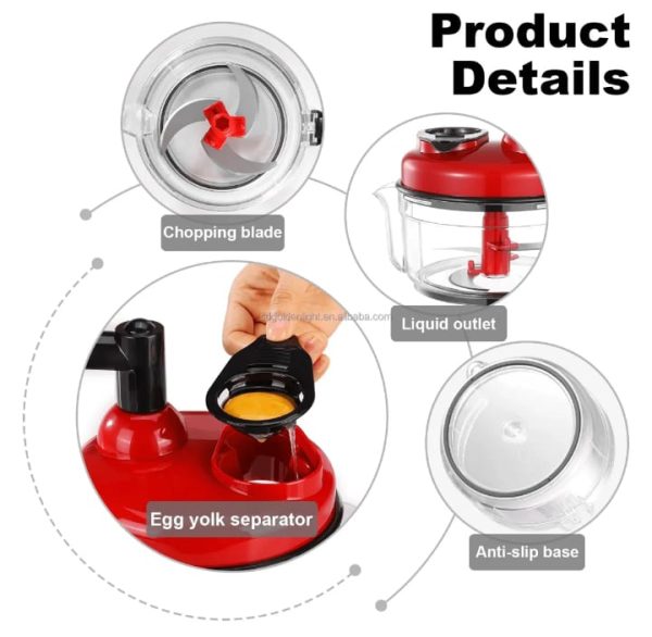 Manual Handheld Vegetable Chopper – Quick and Easy Onion, Salad, and Kachomer Cutter | Multifunction Speedy Chopper Machine