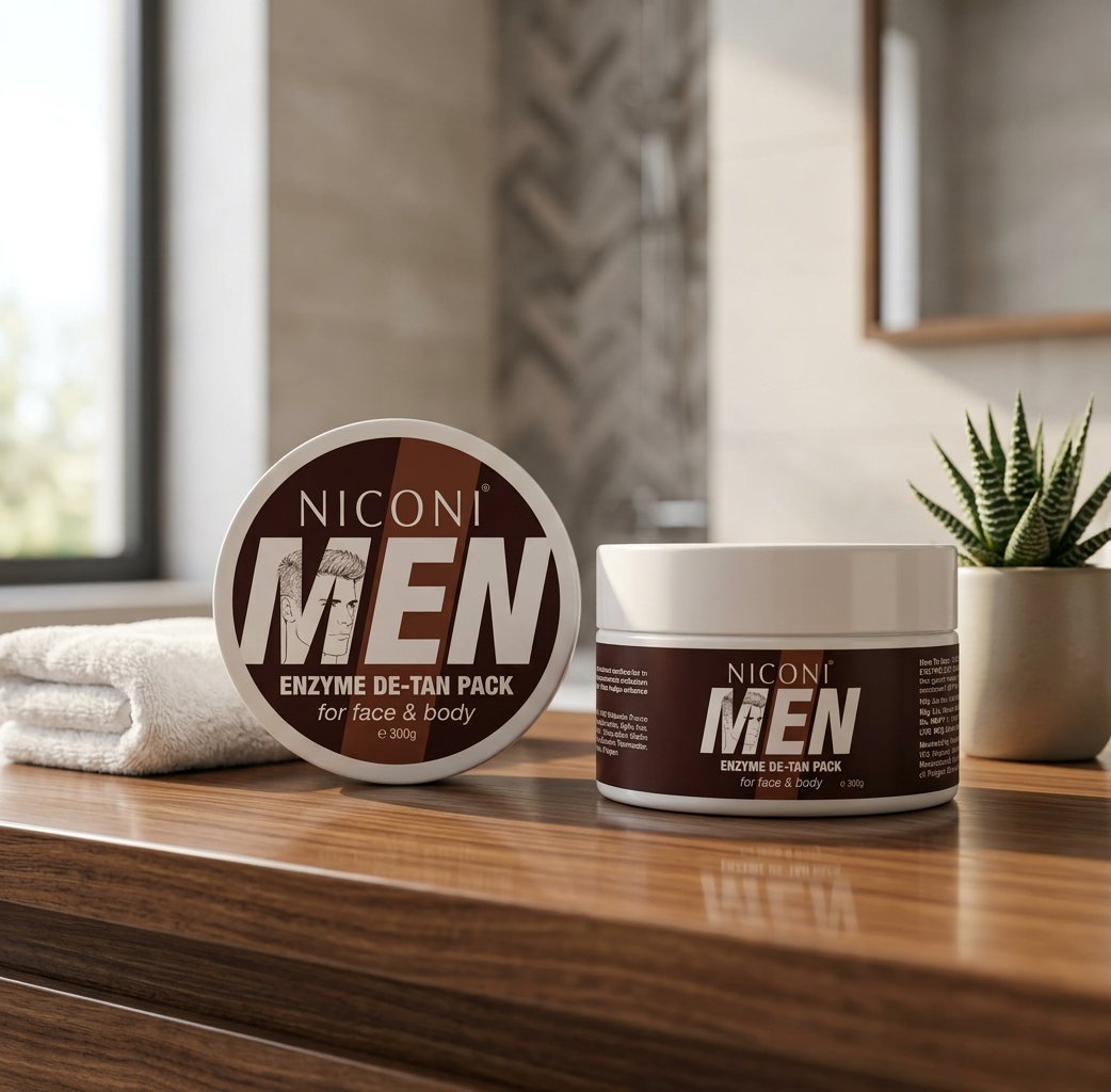 Niconi Men Enzyme De-Tan Pack for Face & Body | Tan Removal Face Mask for Men | 300g