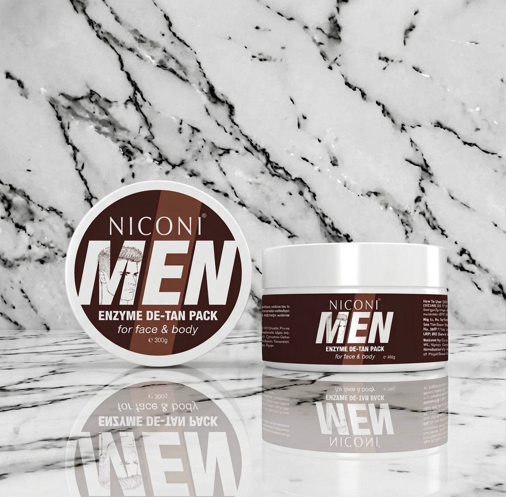 Niconi Men Enzyme De-Tan Pack for Face & Body | Tan Removal Face Mask for Men | 300g