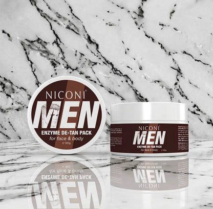 Niconi Men Enzyme De-Tan Pack for Face & Body | Tan Removal Face Mask for Men | 300g