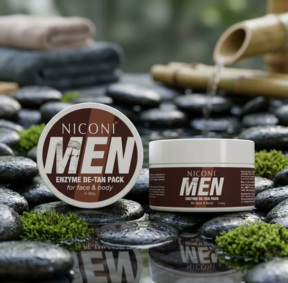 Niconi Men Enzyme De-Tan Pack for Face & Body | Tan Removal Face Mask for Men | 300g