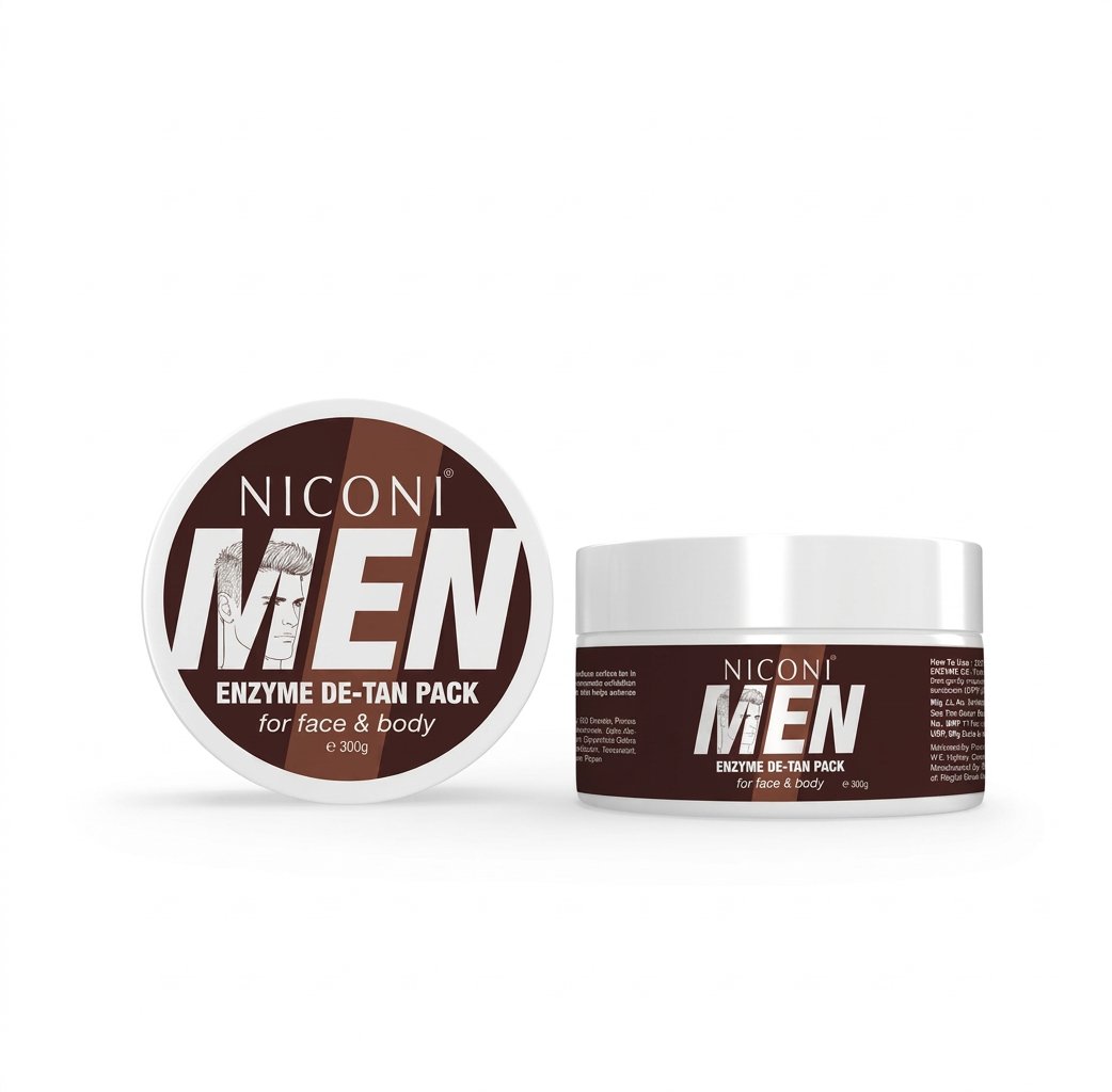 Niconi Men Enzyme De-Tan Pack for Face & Body | Tan Removal Face Mask for Men | 300g