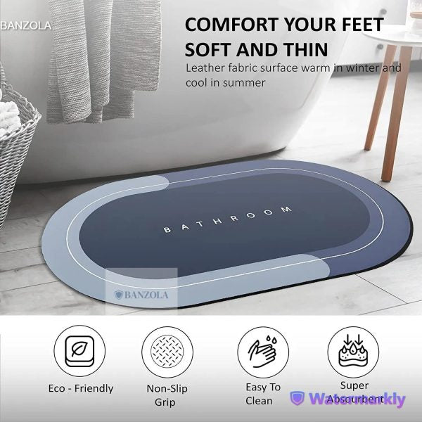 Non-Slip Soft Rubber Bath Mat for Tub and Shower – Machine Washable, Anti-Bacterial, PVC Bathroom Mat for Safety and Comfort