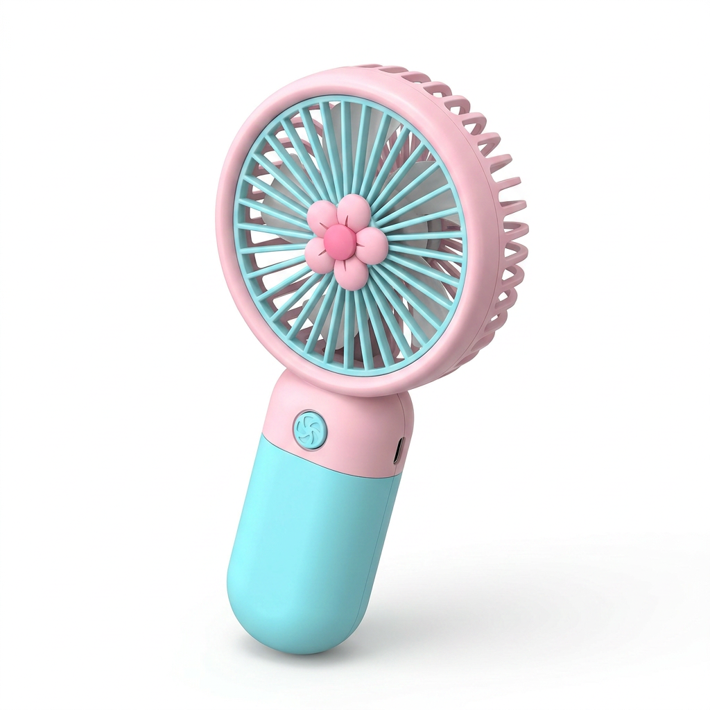 Cute Flower Mini Handheld Fan — Portable USB Rechargeable Fan for Girls | 3 Speed Settings | Pastel Colors