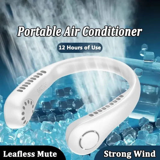Bladeless Hanging Neck Fan – Portable Rechargeable Vaneless Fan for Hands-Free Cooling