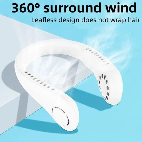Bladeless Hanging Neck Fan – Portable Rechargeable Vaneless Fan for Hands-Free Cooling