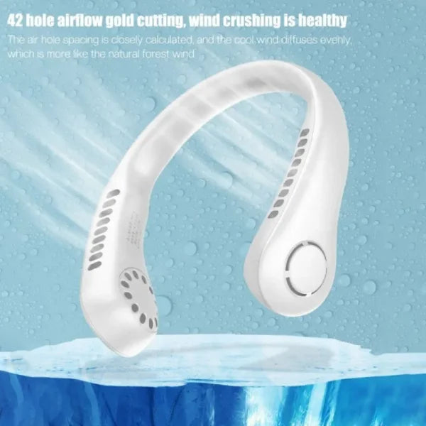 Bladeless Hanging Neck Fan – Portable Rechargeable Vaneless Fan for Hands-Free Cooling